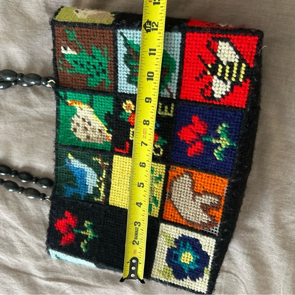 VINTAGE needlepoint patchwork purse - Picture 3 of 8